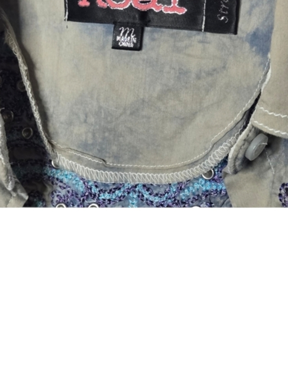 ROAR Tie-dye W Sheer Lace-Back Embroidery Shirt - Picture 5 of 7
